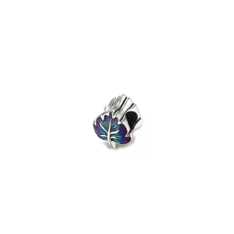 (imagen para) PANDORA Encanto de Hoja Morado y Verde - 799542C01 - Ver 2