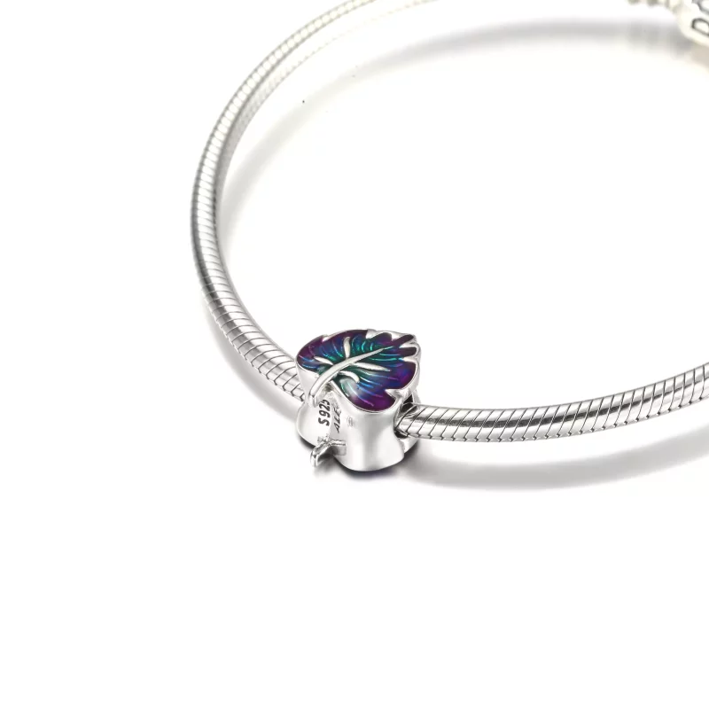 (imagen para) PANDORA Encanto de Hoja Morado y Verde - 799542C01 - Ver 6