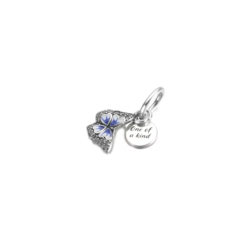 (imagen para) PANDORA Mariposa Azul y Dije de Doble Colgante con Cita - 790757C01 - Ver 2