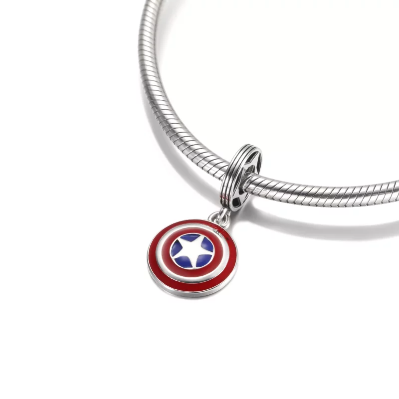(imagen para) PANDORA Marvel Los Vengadores Capitán América Escudo Colgante Encanto - 790780C0 - Ver 4