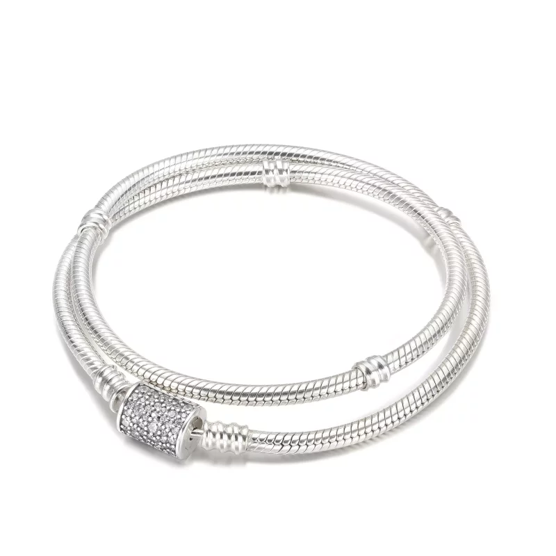 (imagen para) Pandora Moments Pulsera/Collar de cadena de serpiente con cierre de barril de do - Ver 2