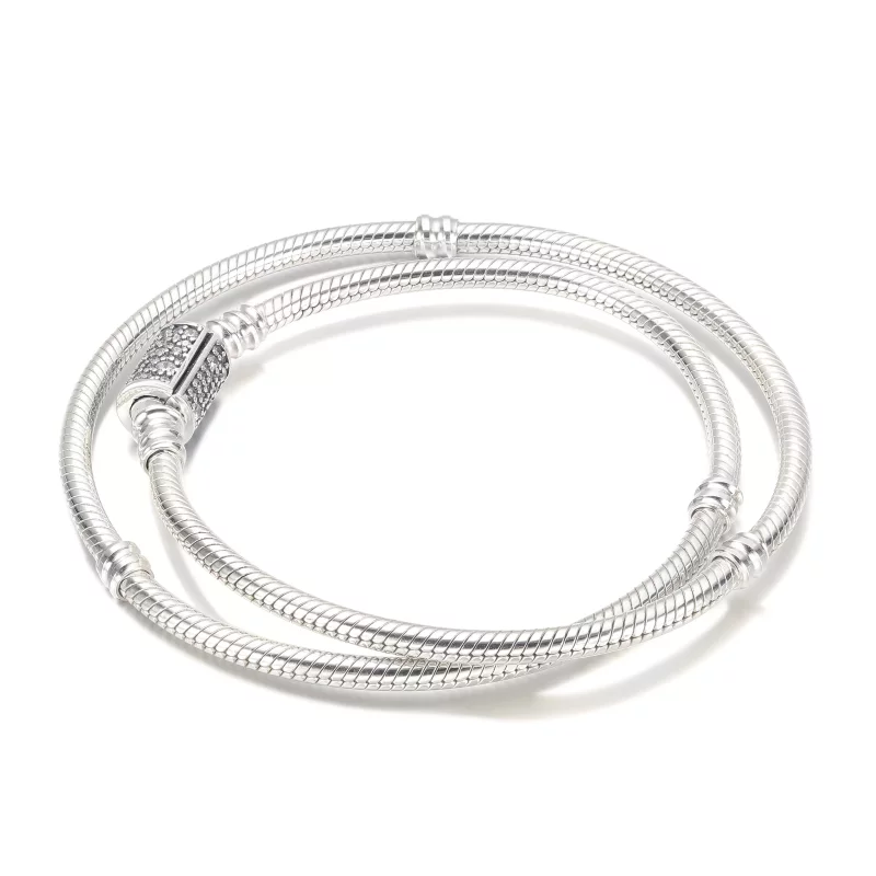 (imagen para) Pandora Moments Pulsera/Collar de cadena de serpiente con cierre de barril de do - Ver 3