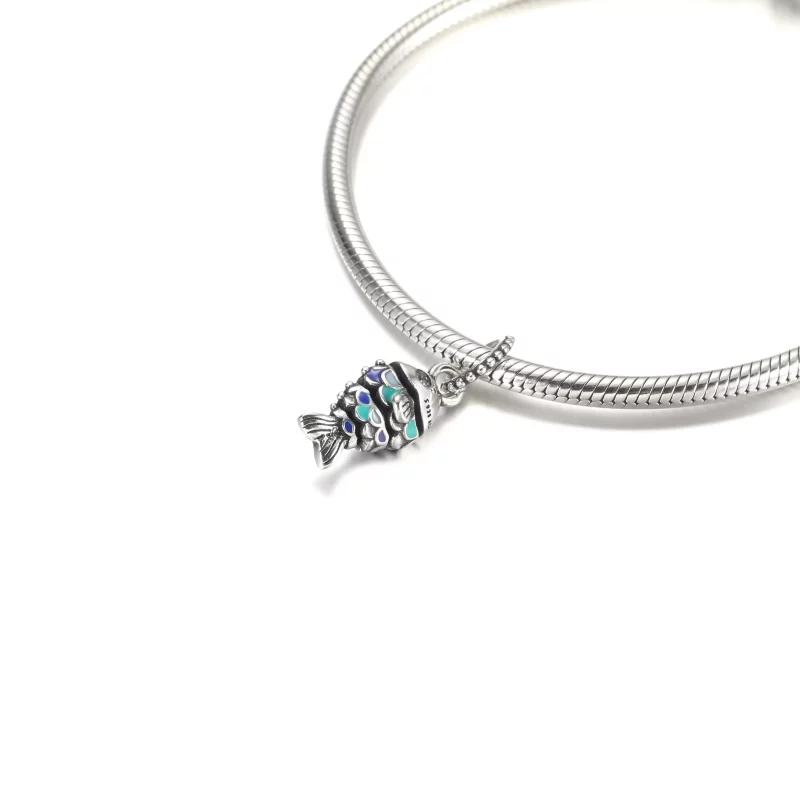(imagen para) PANDORA Pez con Escamas Azules Colgante - 799428C01 - Ver 5