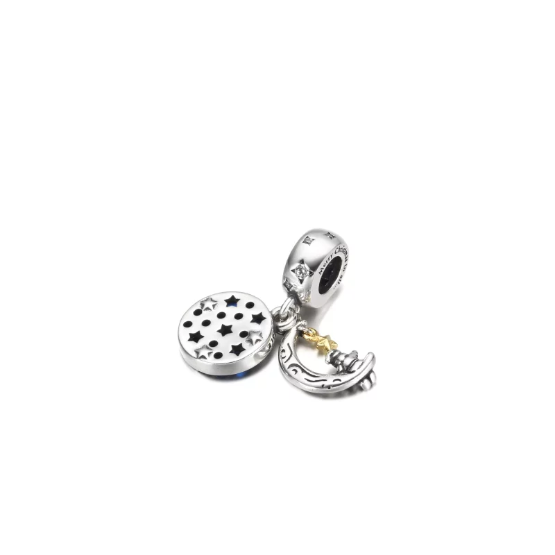 (imagen para) PANDORA Santa Claus en la Luna Colgante Doble - 769648C01 - Ver 3
