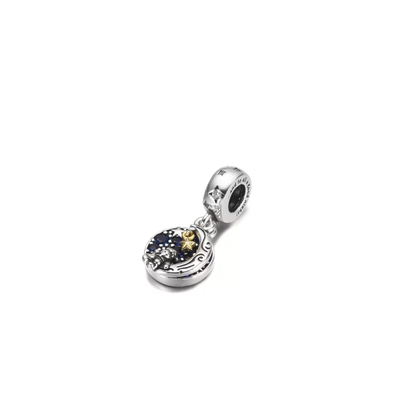 (imagen para) PANDORA Santa Claus en la Luna Colgante Doble - 769648C01 - Ver 4
