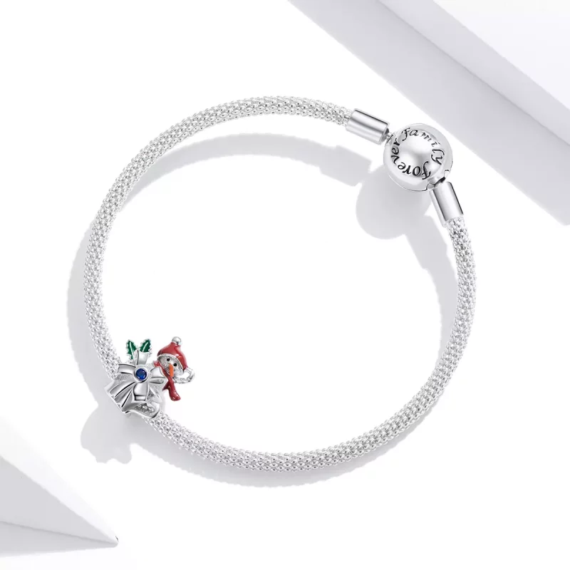 (imagen para) Pandora Style Abalorio de Copa Plateado de Muñeco de Nieve - BSC373 - Ver 3