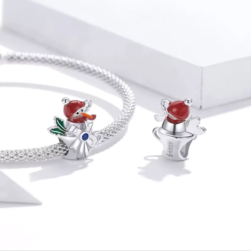 (imagen para) Pandora Style Abalorio de Copa Plateado de Muñeco de Nieve - BSC373 - Ver 4
