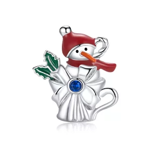 Pandora Style Abalorio de Copa Plateado de Muñeco de Nieve - BSC373 (imagen para) Pandora Style Abalorio de Copa Plateado de Muñeco de Nieve - BSC373