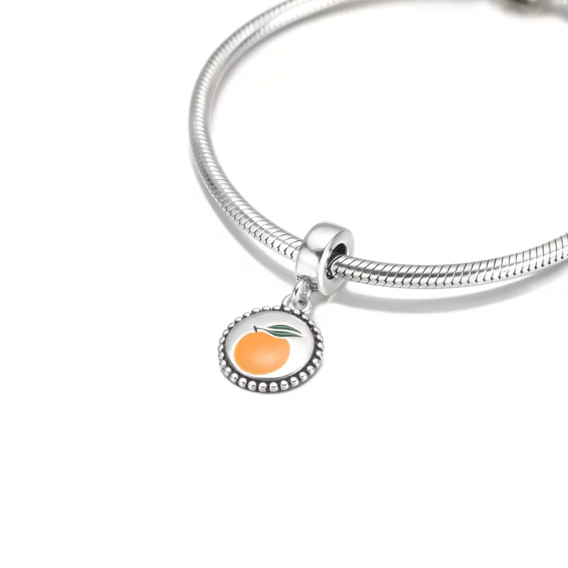 (imagen para) Pendiente colgante redondo de PANDORA con motivo naranja - 791169C00_E026 - Ver 5