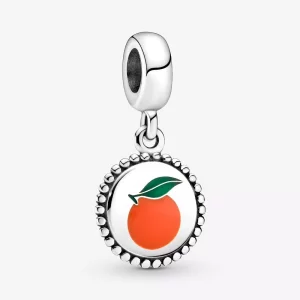 (imagen para) Pendiente colgante redondo de PANDORA con motivo naranja - 791169C00_E026