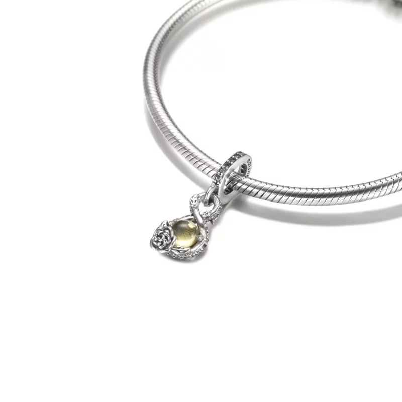 (imagen para) Pendiente PANDORA Disney Belle Infinity & Rose Flower - 399525C01 - Ver 5