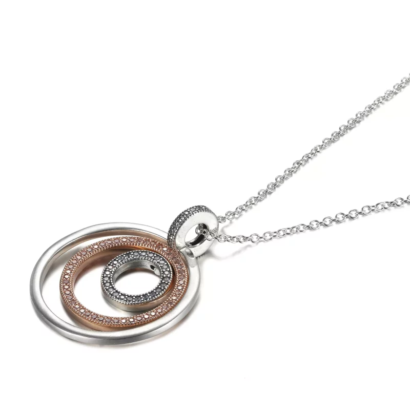 (imagen para) Pendiente y collar de círculos PANDORA en dos tonos - 389483C01 - Ver 2