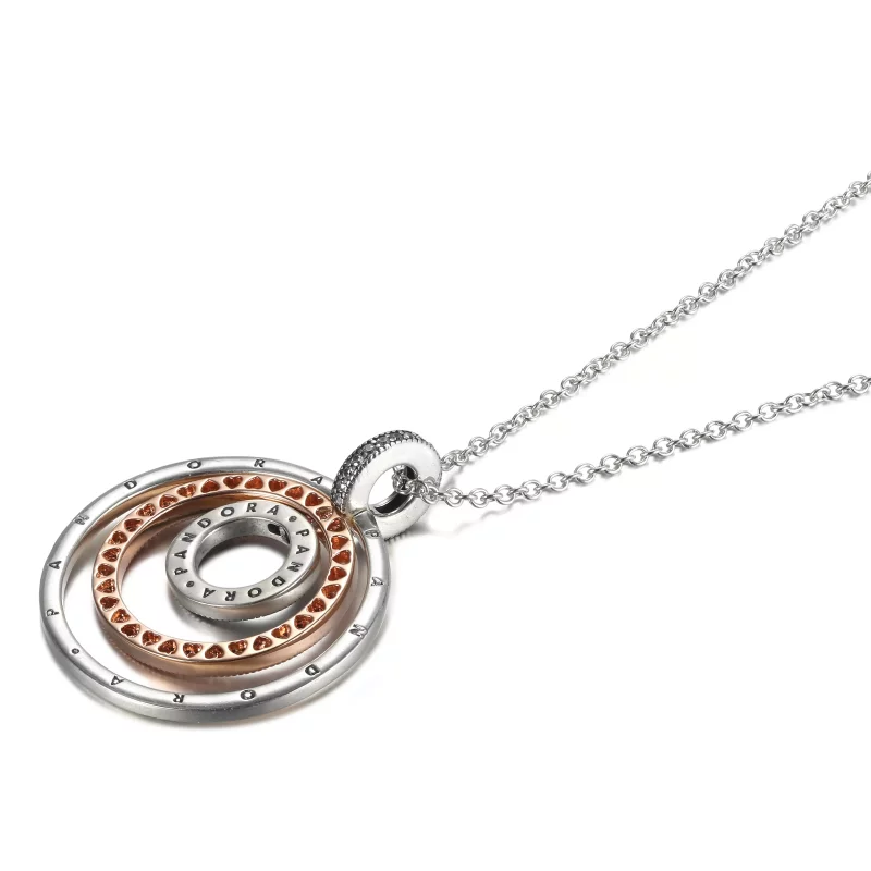 (imagen para) Pendiente y collar de círculos PANDORA en dos tonos - 389483C01 - Ver 3