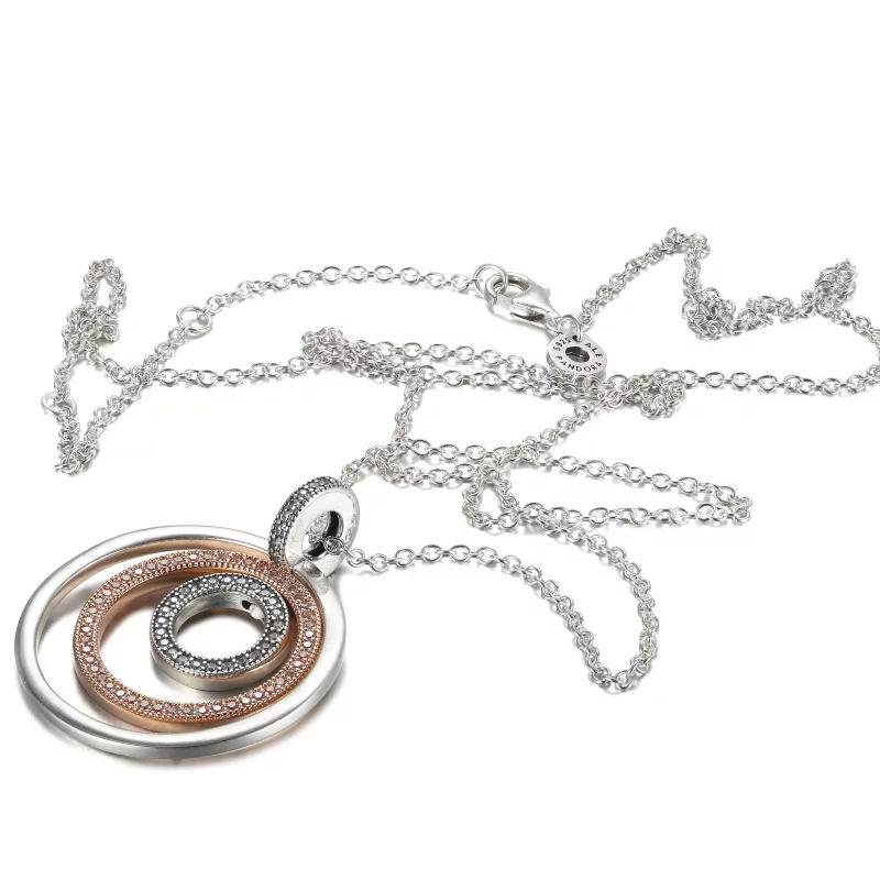 (imagen para) Pendiente y collar de círculos PANDORA en dos tonos - 389483C01 - Ver 5