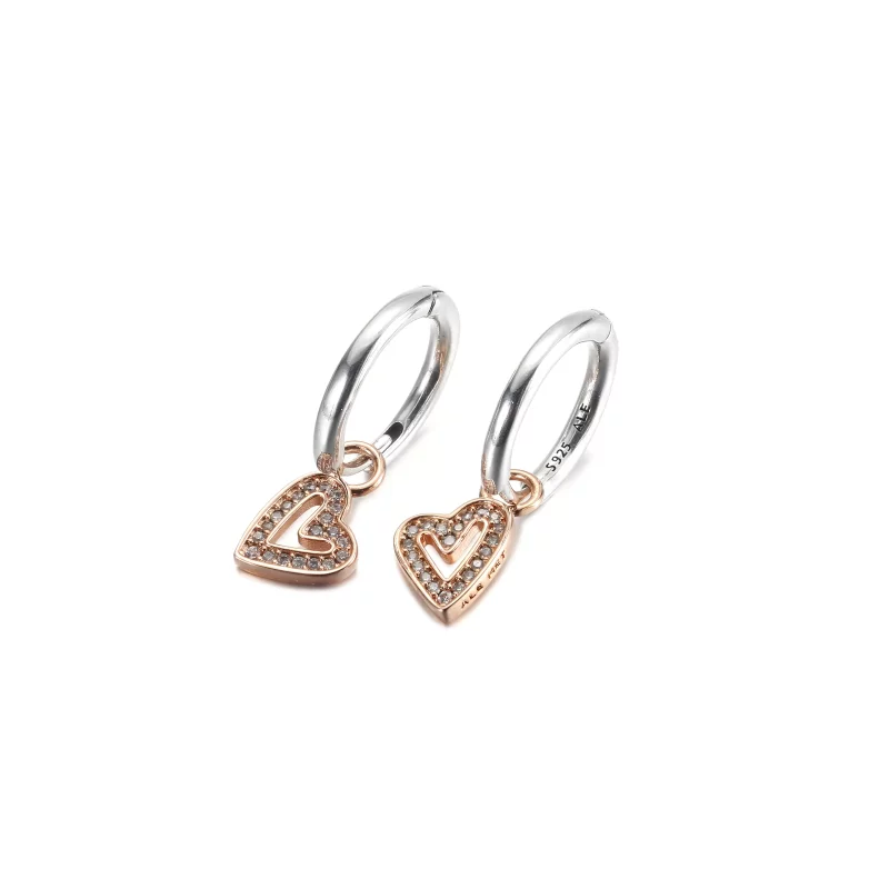 (imagen para) Pendientes de Aro con Corazón a Mano Alzada PANDORA Sparkling - 280090C01 - Ver 2