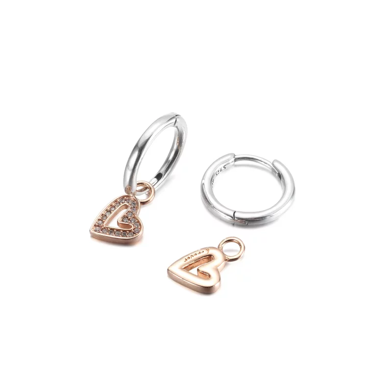 (imagen para) Pendientes de Aro con Corazón a Mano Alzada PANDORA Sparkling - 280090C01 - Ver 3