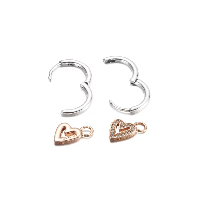 (imagen para) Pendientes de Aro con Corazón a Mano Alzada PANDORA Sparkling - 280090C01 - Ver 4