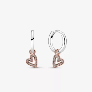 (imagen para) Pendientes de Aro con Corazón a Mano Alzada PANDORA Sparkling - 280090C01