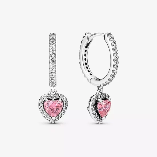 (imagen para) Pendientes de aro con corazón brillante y halo de Pandora - 291445C01