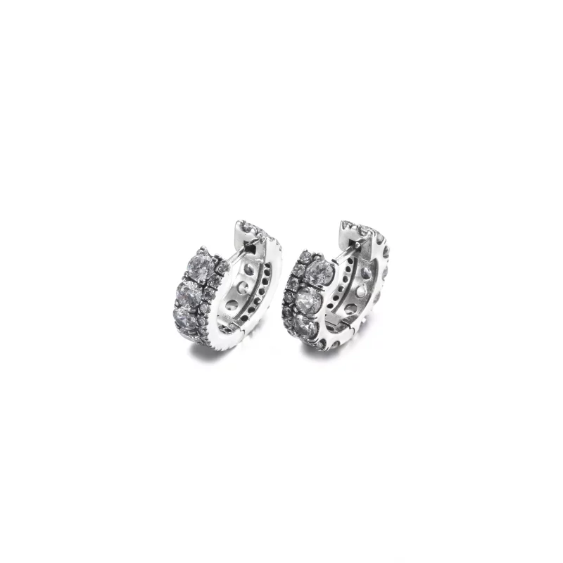 (imagen para) Pendientes de Aro Doble Pavé PANDORA - 290058C01 - Ver 2