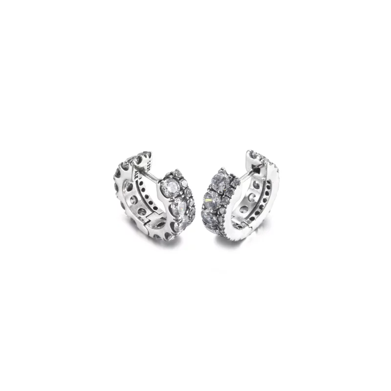 (imagen para) Pendientes de Aro Doble Pavé PANDORA - 290058C01 - Ver 3