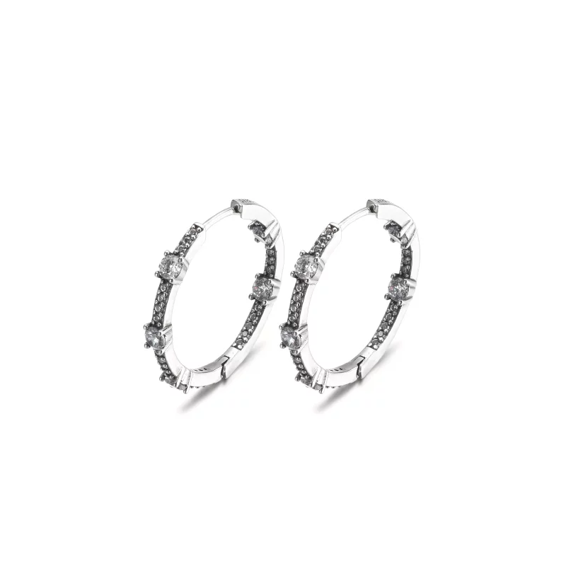 (imagen para) Pendientes de Aro PANDORA Sparkling Pavé Bars - 290043C01 - Ver 2