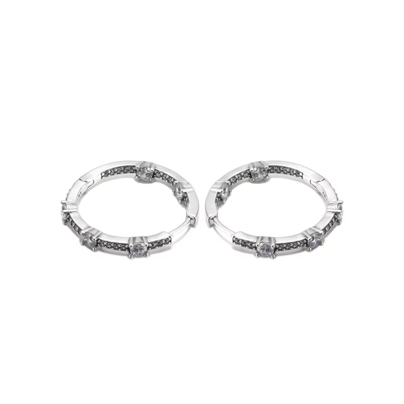 (imagen para) Pendientes de Aro PANDORA Sparkling Pavé Bars - 290043C01 - Ver 4