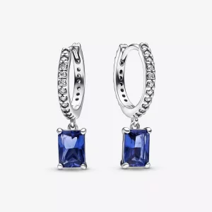 (imagen para) Pendientes de aro rectangulares brillantes de Pandora en color azul - 292381C01