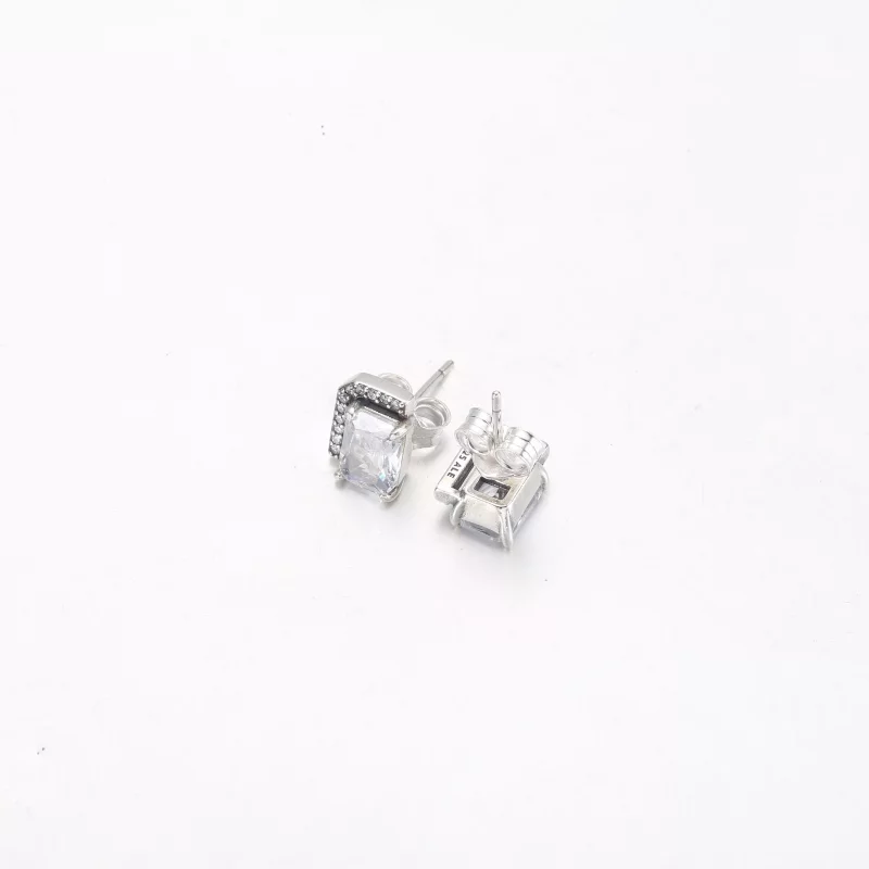 (imagen para) Pendientes de botón con halo brillante rectangular de Pandora - 292380C01 - Ver 4
