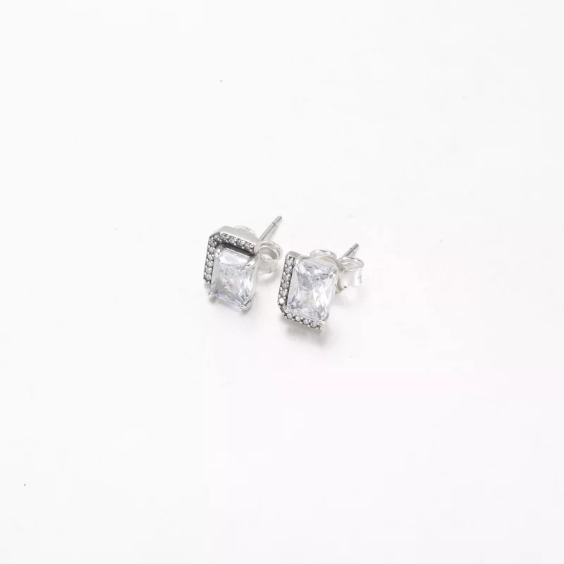 (imagen para) Pendientes de botón con halo brillante rectangular de Pandora - 292380C01 - Ver 5