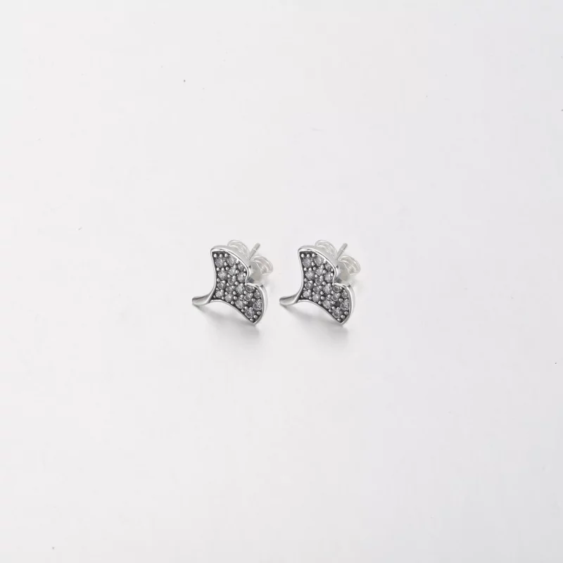 (imagen para) Pendientes de botón de plata de ley Pandora Ginkgo - 292439C01 - Ver 2