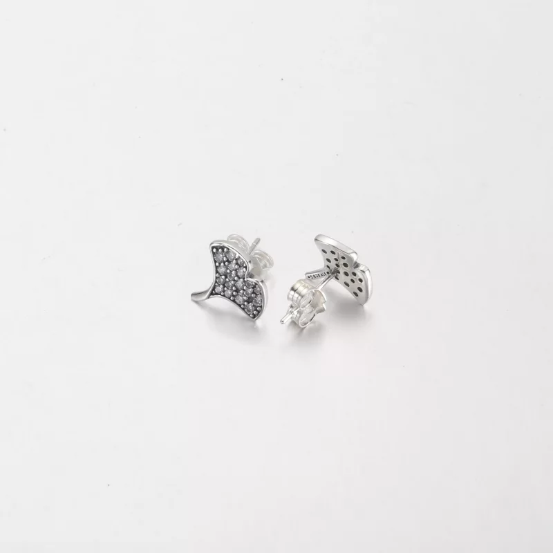 (imagen para) Pendientes de botón de plata de ley Pandora Ginkgo - 292439C01 - Ver 3
