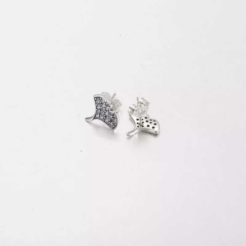 (imagen para) Pendientes de botón de plata de ley Pandora Ginkgo - 292439C01 - Ver 4
