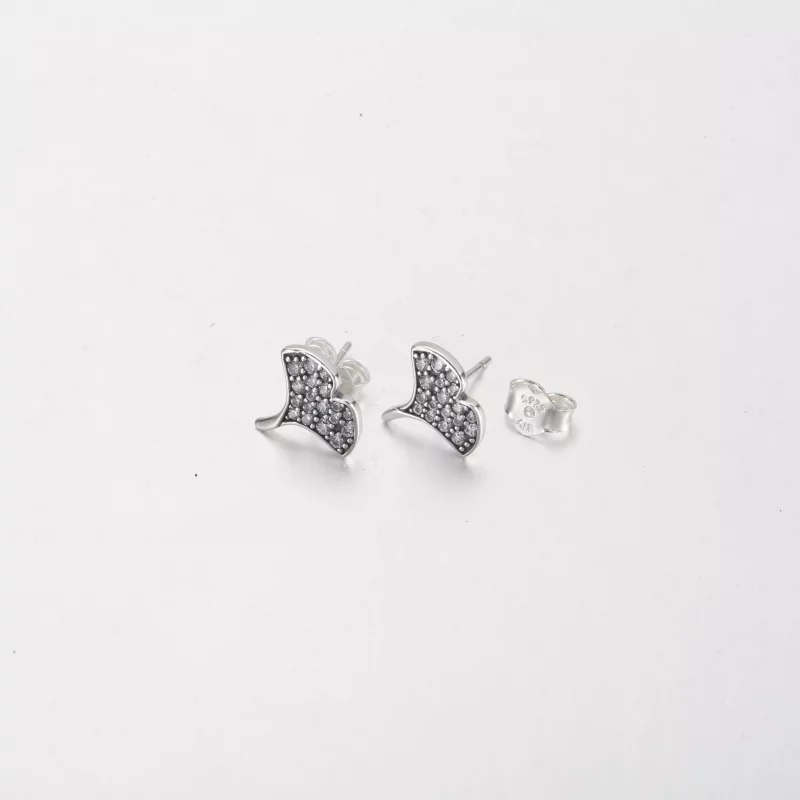 (imagen para) Pendientes de botón de plata de ley Pandora Ginkgo - 292439C01 - Ver 5