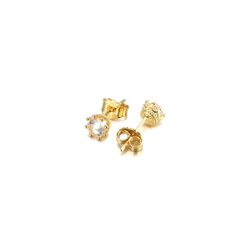 (imagen para) Pendientes de botón PANDORA Clear Sparkling Crown - 268311C01 - Ver 3