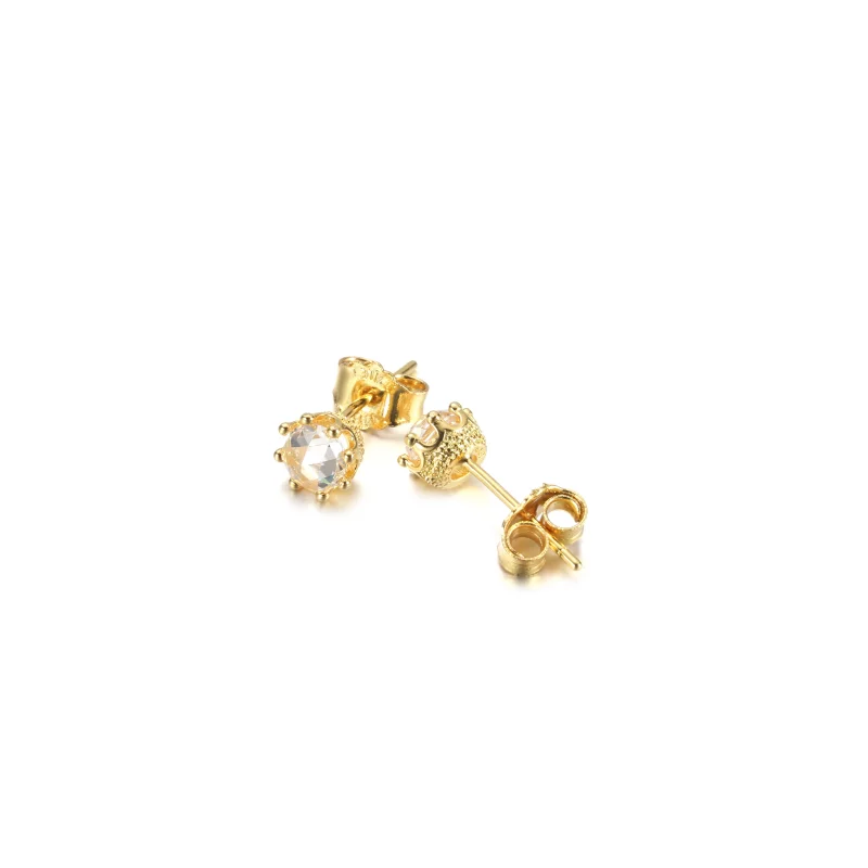 (imagen para) Pendientes de botón PANDORA Clear Sparkling Crown - 268311C01 - Ver 4