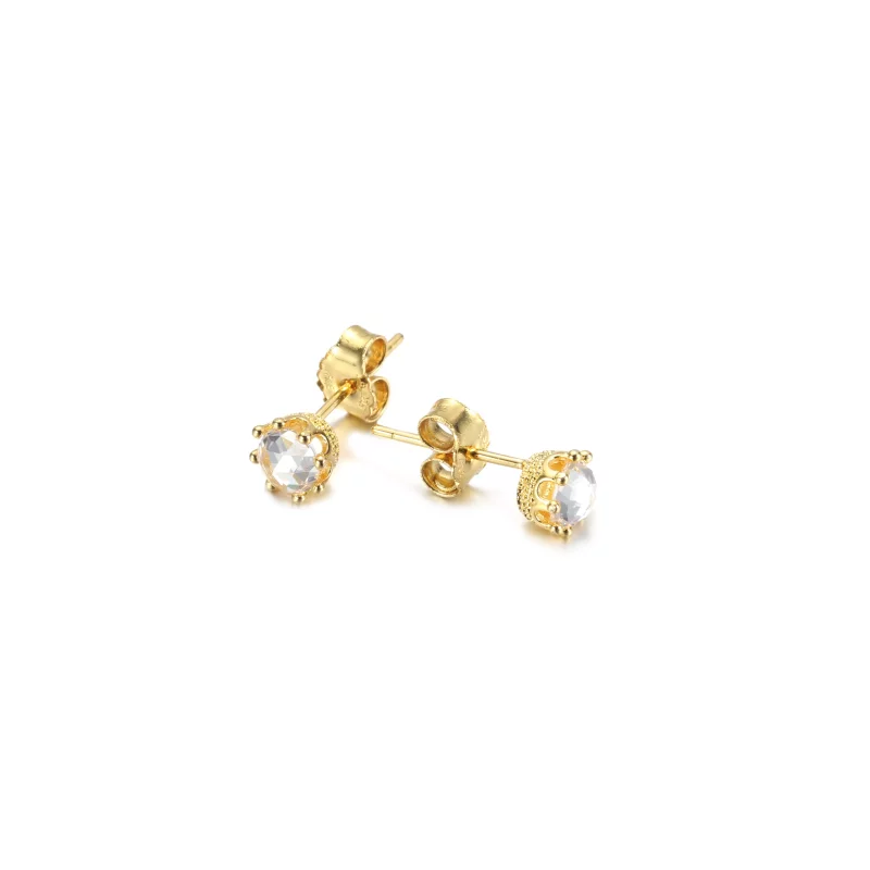 (imagen para) Pendientes de botón PANDORA Clear Sparkling Crown - 268311C01 - Ver 5