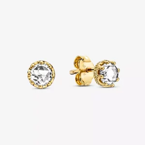 (imagen para) Pendientes de botón PANDORA Clear Sparkling Crown - 268311C01