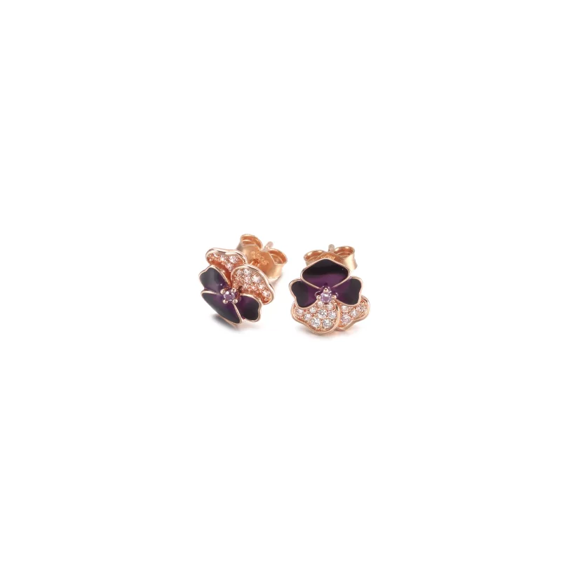(imagen para) Pendientes de botón PANDORA Deep Purple Pansy Flower - 280781C01 - Ver 2
