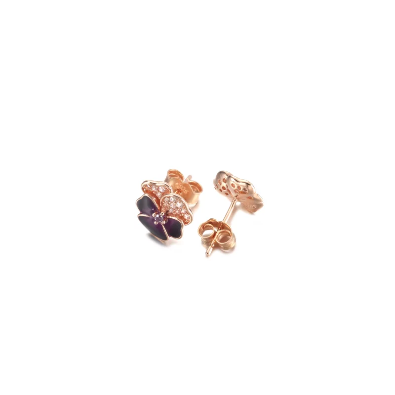 (imagen para) Pendientes de botón PANDORA Deep Purple Pansy Flower - 280781C01 - Ver 3