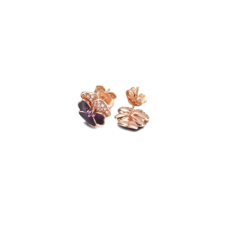 (imagen para) Pendientes de botón PANDORA Deep Purple Pansy Flower - 280781C01 - Ver 4