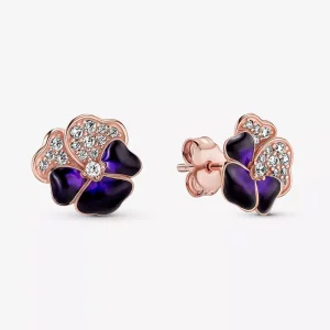 (imagen para) Pendientes de botón PANDORA Deep Purple Pansy Flower - 280781C01