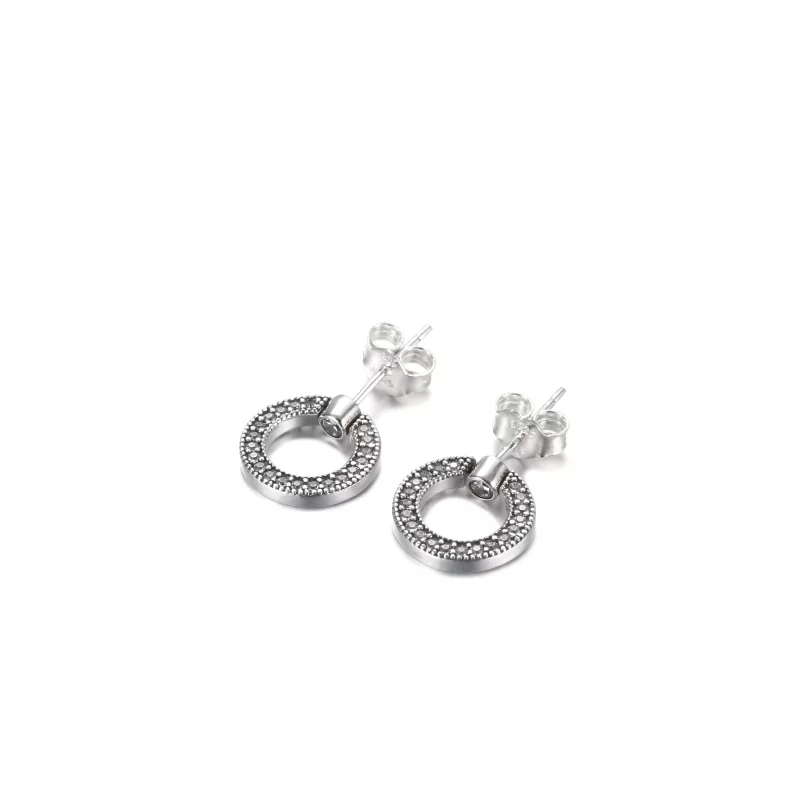 (imagen para) Pendientes de botón reversibles PANDORA Pavé & Logo Circle - 299486C01 - Ver 2