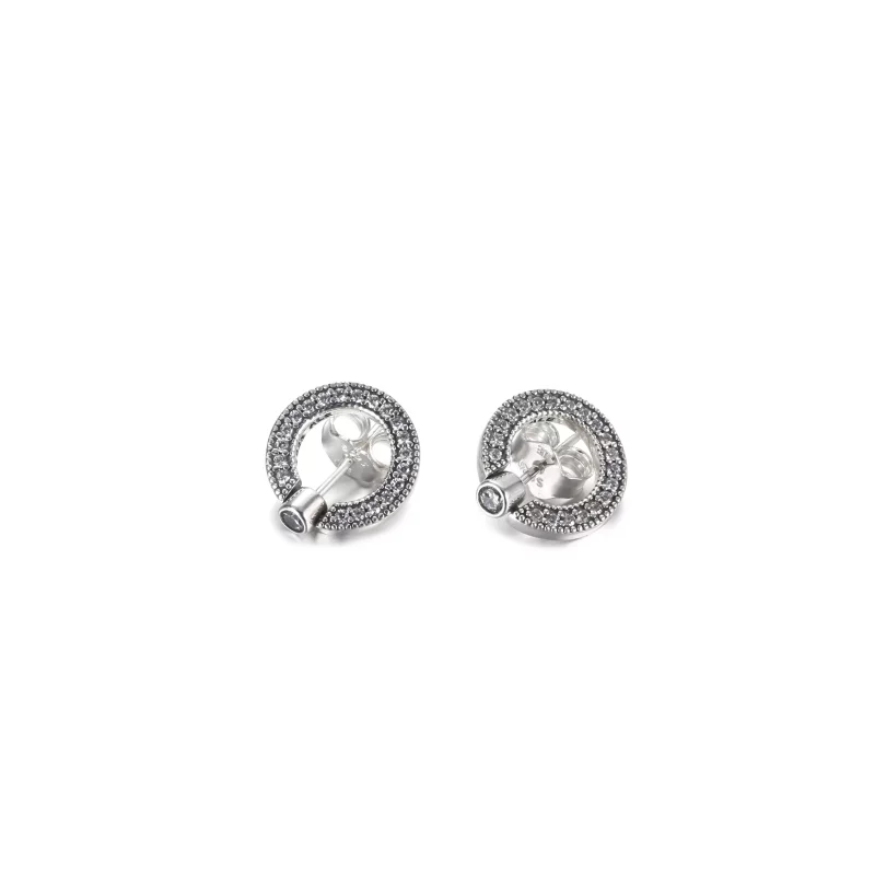 (imagen para) Pendientes de botón reversibles PANDORA Pavé & Logo Circle - 299486C01 - Ver 3