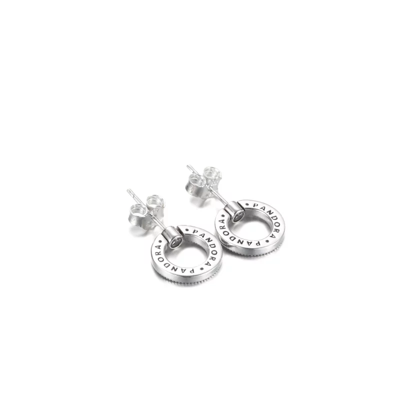 (imagen para) Pendientes de botón reversibles PANDORA Pavé & Logo Circle - 299486C01 - Ver 4