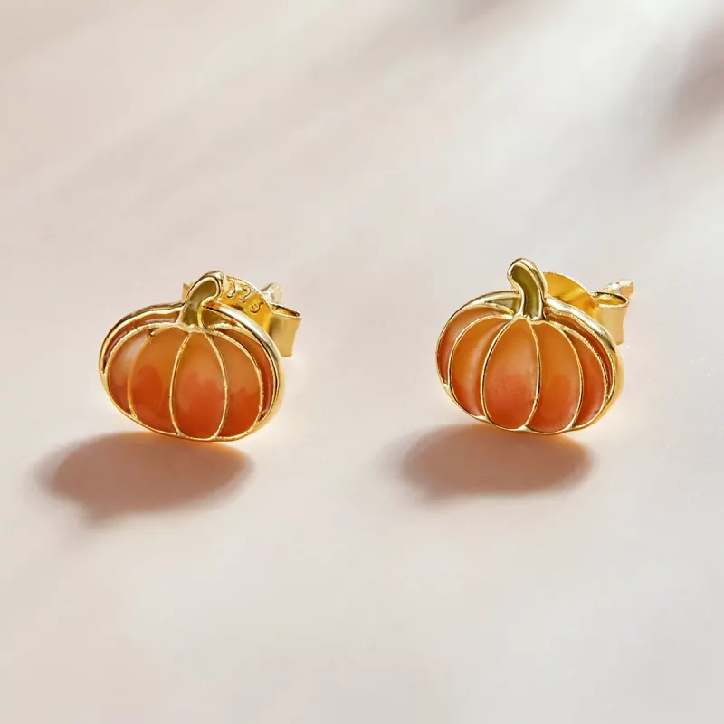 (imagen para) Pendientes de Calabaza de Plata al Estilo Pandora - SCE1246 - Ver 2