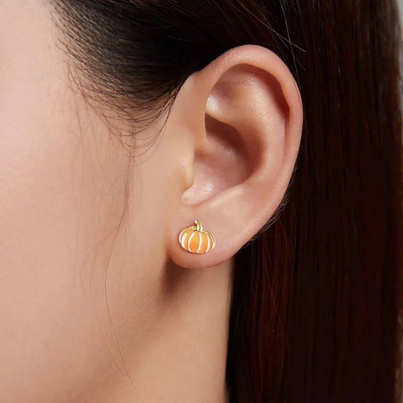 (imagen para) Pendientes de Calabaza de Plata al Estilo Pandora - SCE1246 - Ver 3