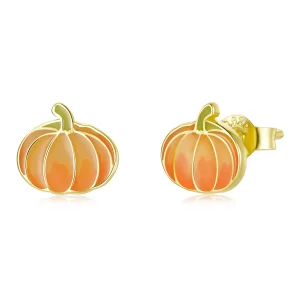 (imagen para) Pendientes de Calabaza de Plata al Estilo Pandora - SCE1246