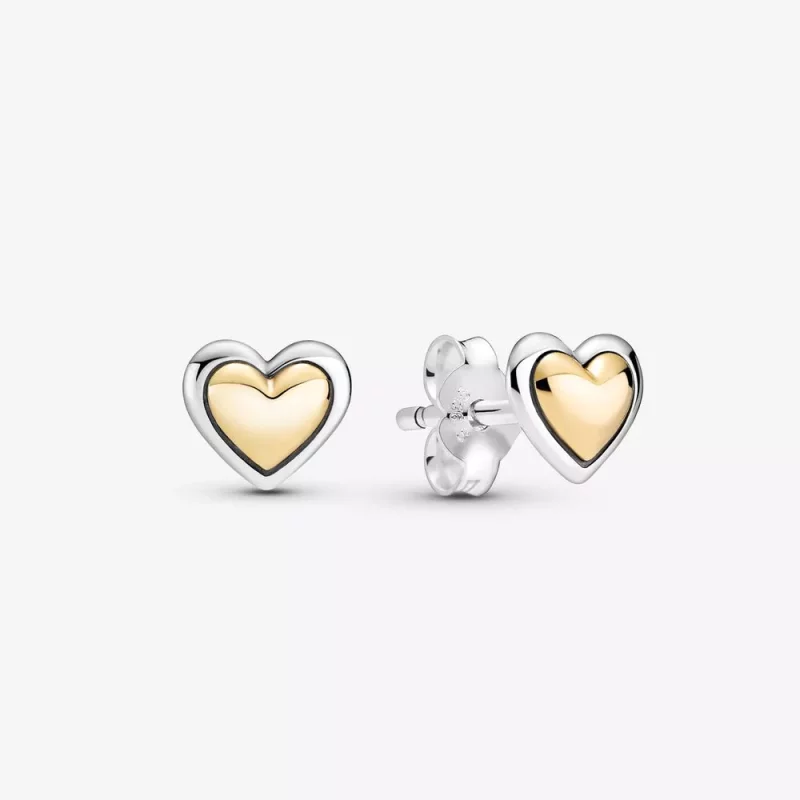 (imagen para) Pendientes de corazón dorado en forma de cúpula PANDORA - 299389C00