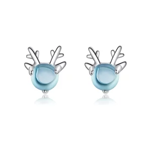(imagen para) Pendientes de tuerca con estilo Pandora de plata con cuernos - BSE210